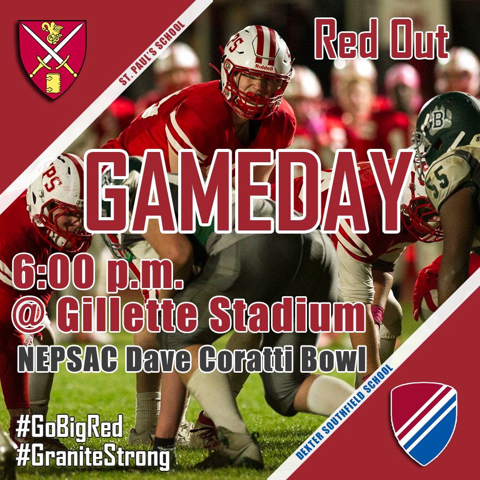 SPS Football (@spsfootballnh) on Twitter photo GAMEDAY! The wait is over... SPS Football finishes out the 2019 season at 6 pm in the <a href="/NEPSAC/">NEPSAC Ā®</a> Dave Coratti Bowl vs <a href="/DXSF_FB/">Dexter Southfield Football</a> tonight at <a href="/GilletteStadium/">Gillette Stadium</a>. 8 fan buses en route! #GoBigRed #GraniteStrong <a href="/ConMonitorSport/">Monitor Sports</a> <a href="/WMUR9_Sports/">WMUR Sports</a> <a href="/603SportsMedia/">Roger Brown</a> @GraniteStateSN GAMEDAY! The wait is over... SPS Football finishes out the 2019 season at 6 pm in the <a href="/NEPSAC/">NEPSAC Ā®</a> Dave Coratti Bowl vs <a href="/DXSF_FB/">Dexter Southfield Football</a> tonight at <a href="/GilletteStadium/">Gillette Stadium</a>. 8 fan buses en route! #GoBigRed #GraniteStrong <a href="/ConMonitorSport/">Monitor Sports</a> <a href="/WMUR9_Sports/">WMUR Sports</a> <a href="/603SportsMedia/">Roger Brown</a> @GraniteStateSN
