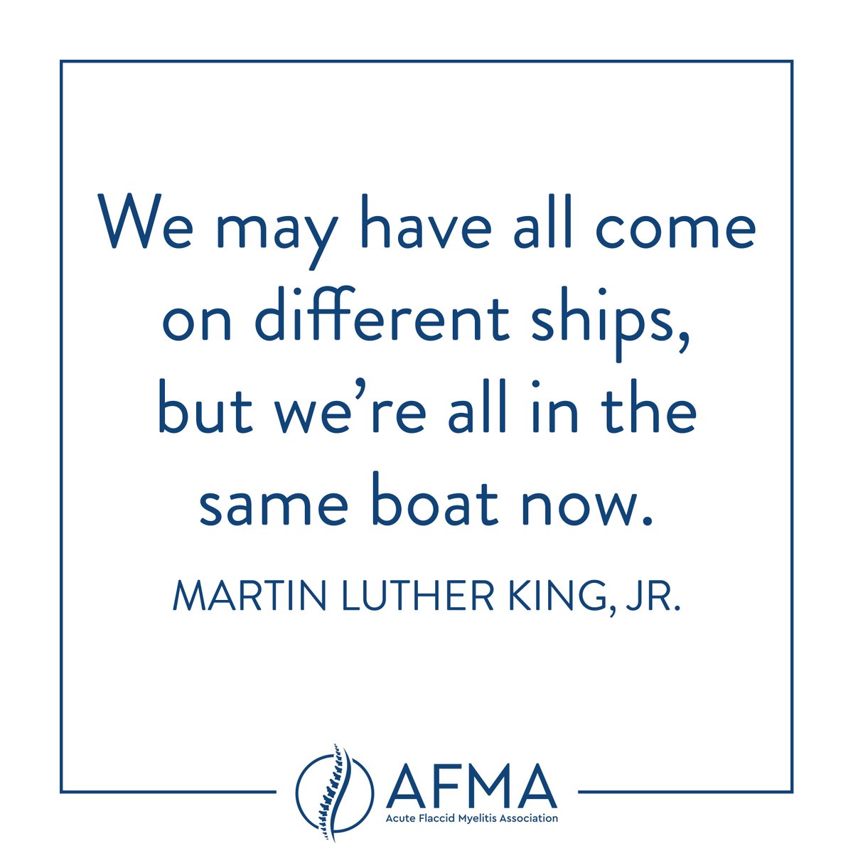 helpAFMA's tweet photo. Such a true sentiment for our AFM community! It may not be the boat we planned on, but it's better to be there together.

#acuteflaccidmyelitis #thisisAFM #endAFM https://t.co/g3YhQyRNTj