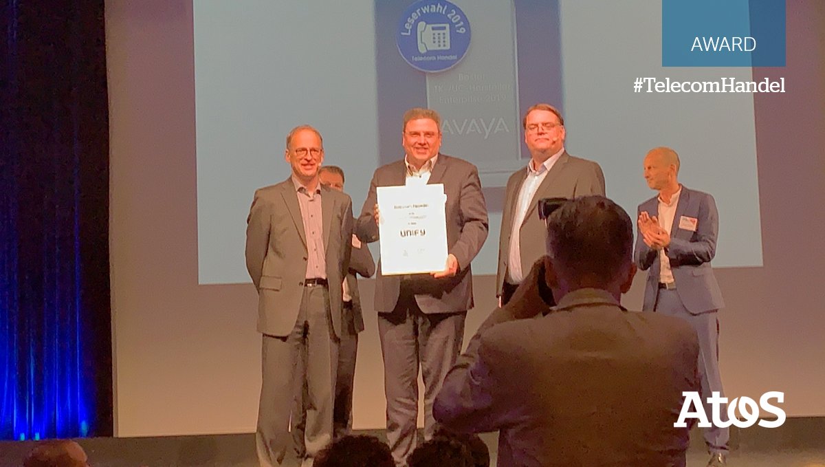 Atos's tweet image. Congratulations to our German @UnifyCo team awarded at @TelecomHandel, reader’s choice #award – Great team work to our #SupportServices and #PartnerProgram