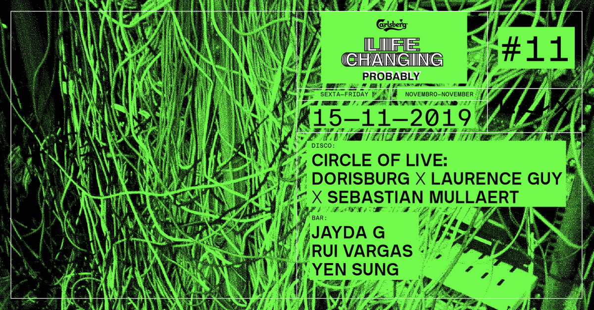 luxfragil's tweet photo. A Carlsberg e o Lux Frágil juntam-se mais uma vez para mudar vidas, provavelmente.
#LifeChangingProbably 11, hoje, com Circle Of Live (Dorisburg x Laurence Guy x Sebastian Mullaert) na Disco, e Jayda G, Rui Vargas e Yen Sung no Bar. https://t.co/0TC1CSNv7T