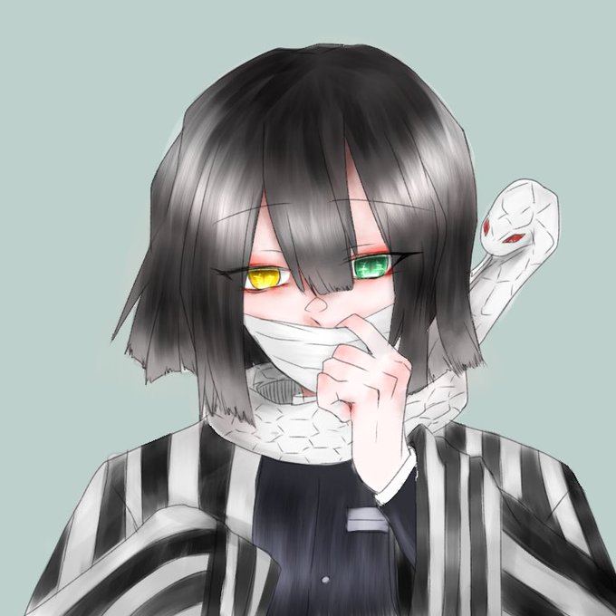 ±0さんがTwitterに投稿した伊黒小芭内(鬼滅の刃)のイラスト。