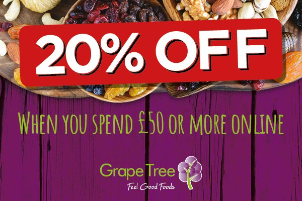 Simply spend £50 or more online and get 20% Off* your order until Monday 18th November (inclusive). Apply discount code GTS20 at the basket to redeem.

grapetree.co.uk