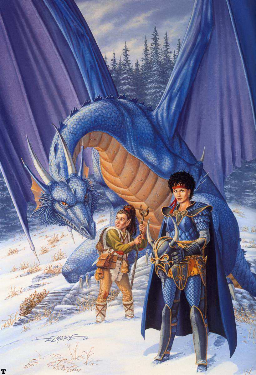 Gambit_Wildcard's tweet photo. In the original of this pic(left), it looked like Kit had an insanely high forehead, I had a f'nargle in Photoshop and tried to fix this because OCD(right). Larry Elmore please don't sue me♥️ #DragonLance #elmore #Kitiara #Tasslehoff #Skie #Khellendros #DnD https://t.co/59Ylj9Krj2