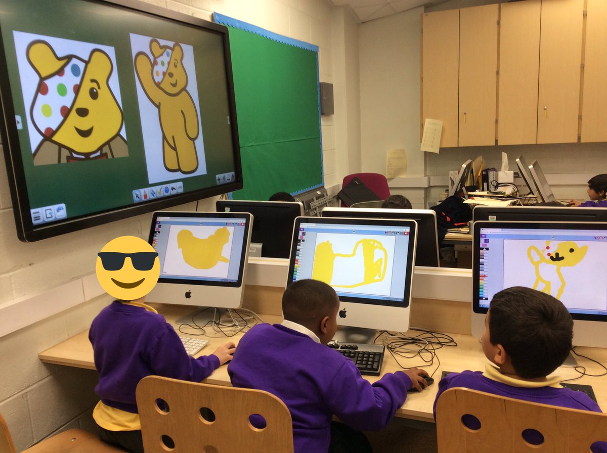 Year1Kingsley's tweet photo. Year 1 have had fun practicing keyboard and mouse skills. They created some fantastic Pudsy Bears using 2paint. A great lesson, well done year 1 😀 @MGLWorld_Paul #kingsleycomputing #ChildrenInNeed2019 https://t.co/WzIZQzM44m