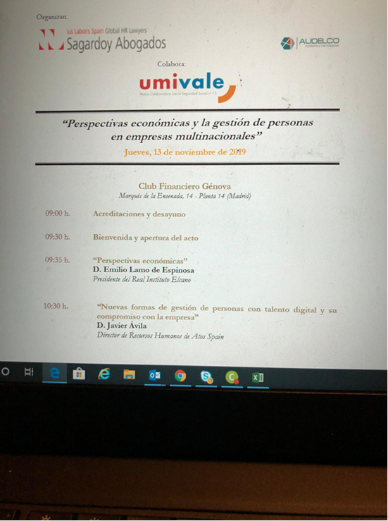 Javier Ávila, nuestro director de #RRHH participó el pasado miércoles en el encuentro "Perspectivas económicas y la gestión de personas en empresas multinacionales" con una ponencia sobre gestión del  #talento en la era digital <a href="/umivale/">Umivale</a> <a href="/Sagardoy/">Sagardoy Abogados</a> <a href="/AUDELCO96/">@AUDELCO</a> #rrhh