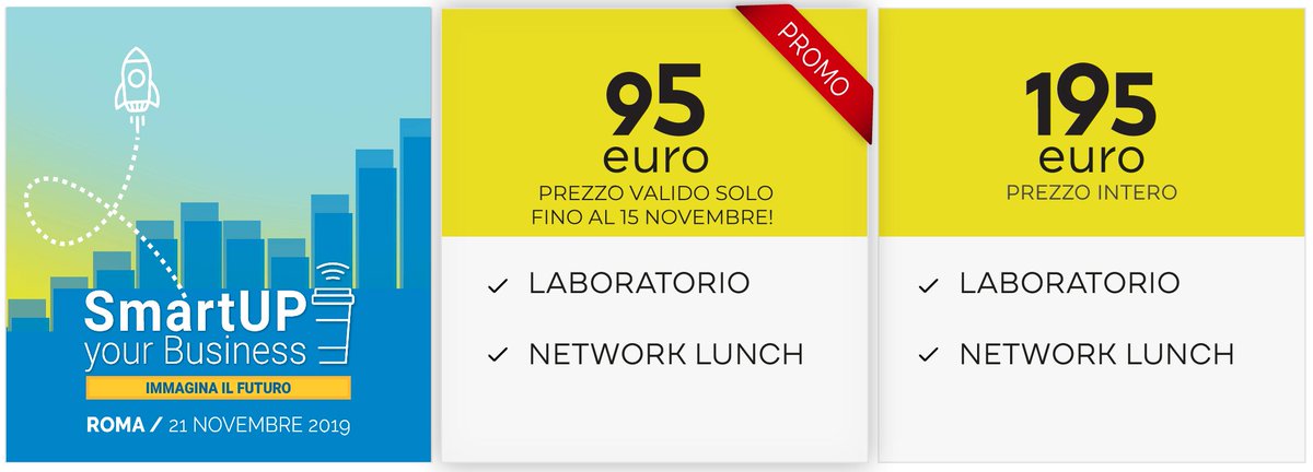 smartworkingday's tweet image. 💥 SMARTUP YOUR BUSINESS 💥

Ultimo giorno per prenotare il tuo posto ai tavoli del laboratorio più Smart di Roma!  Oggi scade l'early bird! 

Resta con noi dopo la conferenza gratuita del mattino! 
Network Lunch + Laboratorio pratico = 95 euro
#SWD19 &amp;gt;&amp;gt;  loom.ly/UYH2EcY