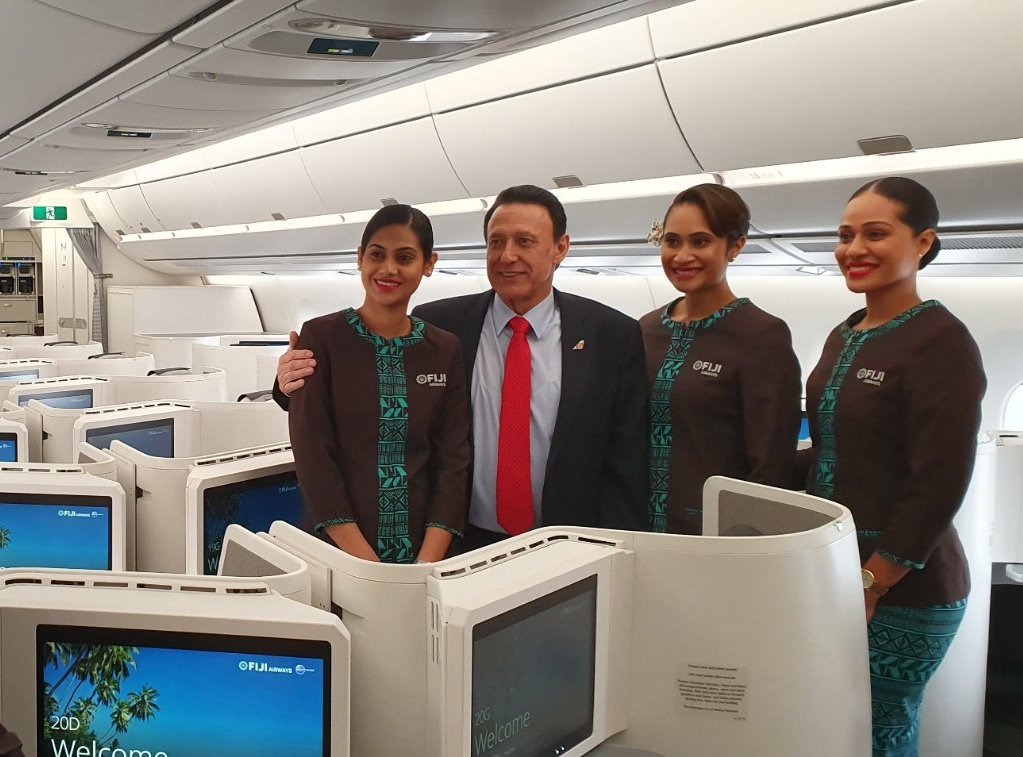 FijiAirways's tweet photo. Our MDCEO Andre Viljoen steps #onboard our #A350 for the first time with our crew.
#BulaA350 #FlyLikeAFijian #FlyingSoon #SneakPeek @Airbus https://t.co/IkTIBbGqEO