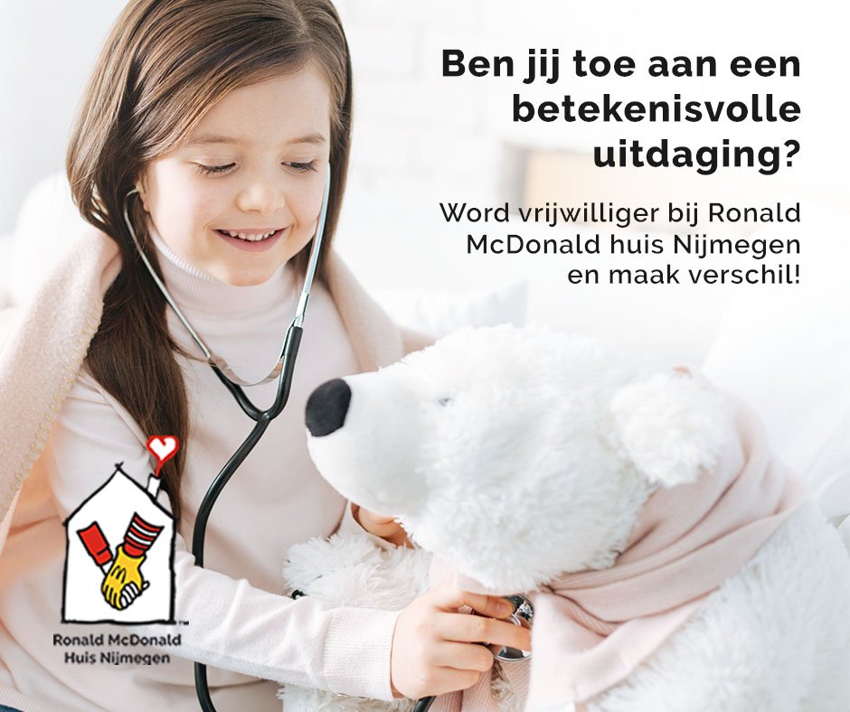 Wil jij ons ook helpen en van belangrijke waarde zijn voor gezinnen met een ziek kind? Dan zijn wij op zoek naar jou voor de functie van Vrijwilliger, vanaf al een paar uurtjes per week. rmcdnijmegen.nl/ik-wil-helpen/…