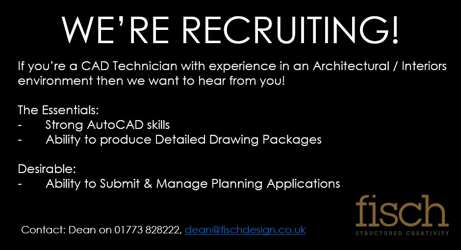 Fisch_Design's tweet photo. #CAD #AutoCAD #CADTechnician #Tech #Technician #Career #Job #Jobs #NewJob #JobSearch #JobOpportunity #UKJobs #JobListing #Work #Hiring #WeAreHiring #Design #InteriorDesign #InteriorArchitecture #CommercialDesigners #InteriorDesignDerby #Belper #Derby #Fisch #FischDesign #Team https://t.co/4iOOSsjH5N