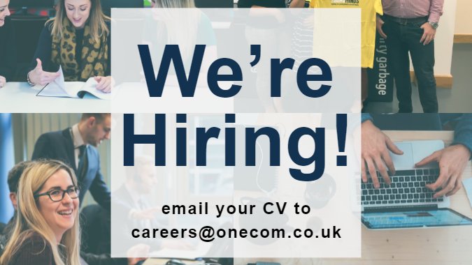 OnecomUK's tweet photo. Looking for an exciting opportunity? We're currently recruiting across all our offices, with immediate vacancies in Telford, Whiteley &amp; Southend. Visit https://t.co/COrtWKuILj to see all our current roles... #Onecom #Careers #Recruitment https://t.co/uGofApcXAh