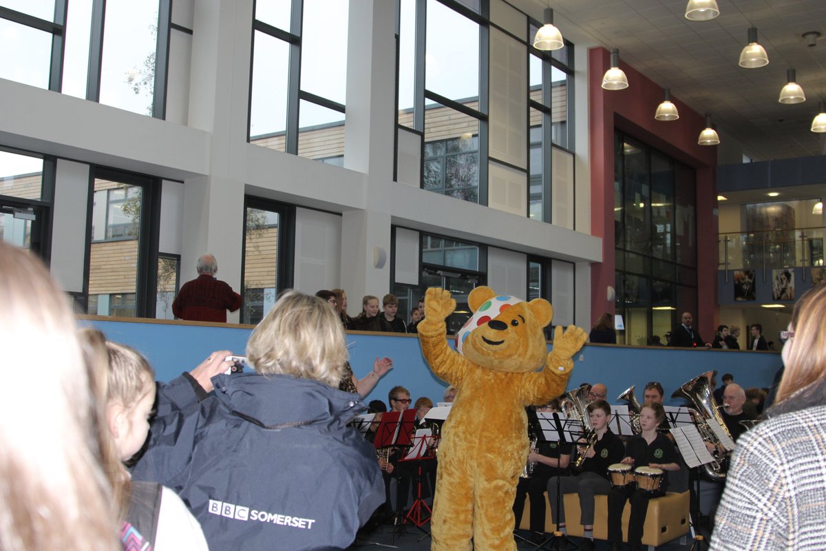 What a great start to the day. BBC Radio Somerset bought Pudsey to visit and our band entertained everyone. <a href="/ChildreninNeed/">Children In Need</a> <a href="/bbcsomerset/">BBC Somerset</a> <a href="/sykotrumpet/">Joanne Sykes</a>