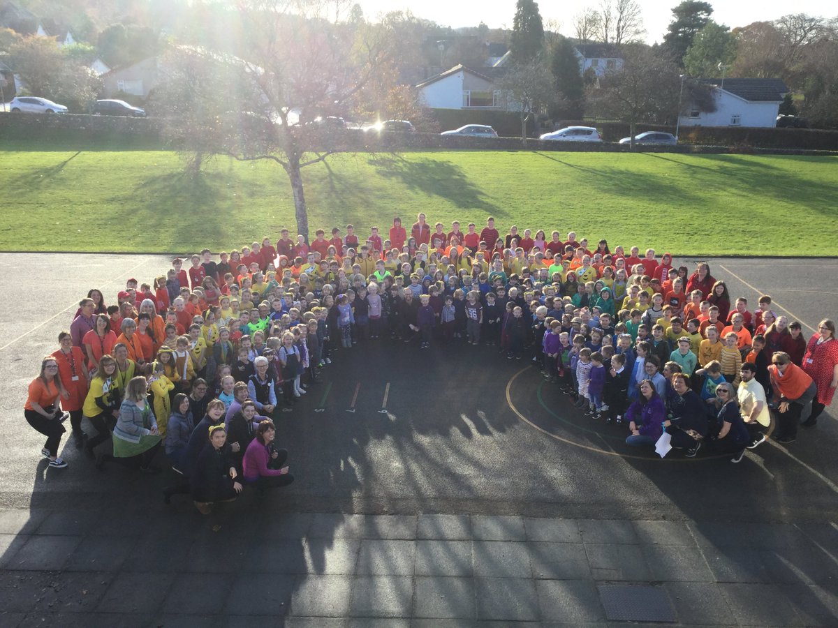 castleparksch's tweet photo. What a fabulous rainbow the children have made to raise money for #ChildrenInNeed2019 . https://t.co/der5MQ2ySE