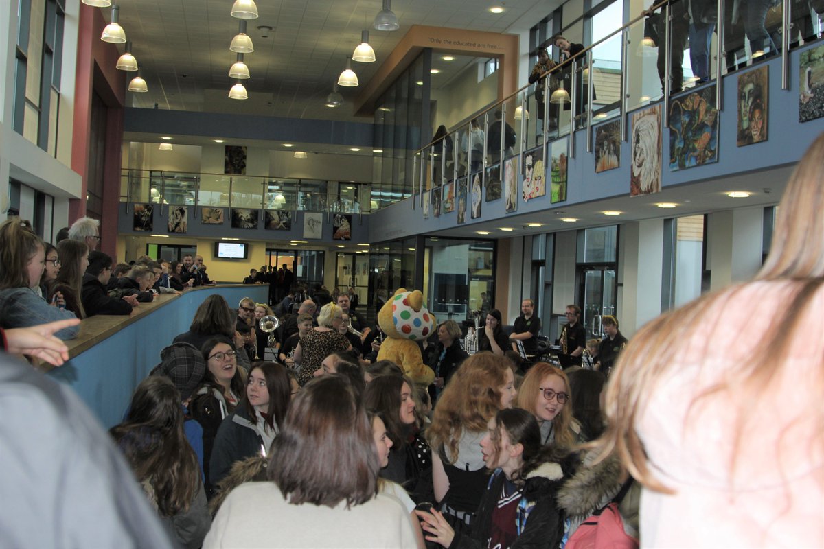 What a great start to the day. BBC Radio Somerset bought Pudsey to visit and our band entertained everyone. 
<a href="/ChildreninNeed/">Children In Need</a> <a href="/bbcsomerset/">BBC Somerset</a>  
<a href="/sykotrumpet/">Joanne Sykes</a>
