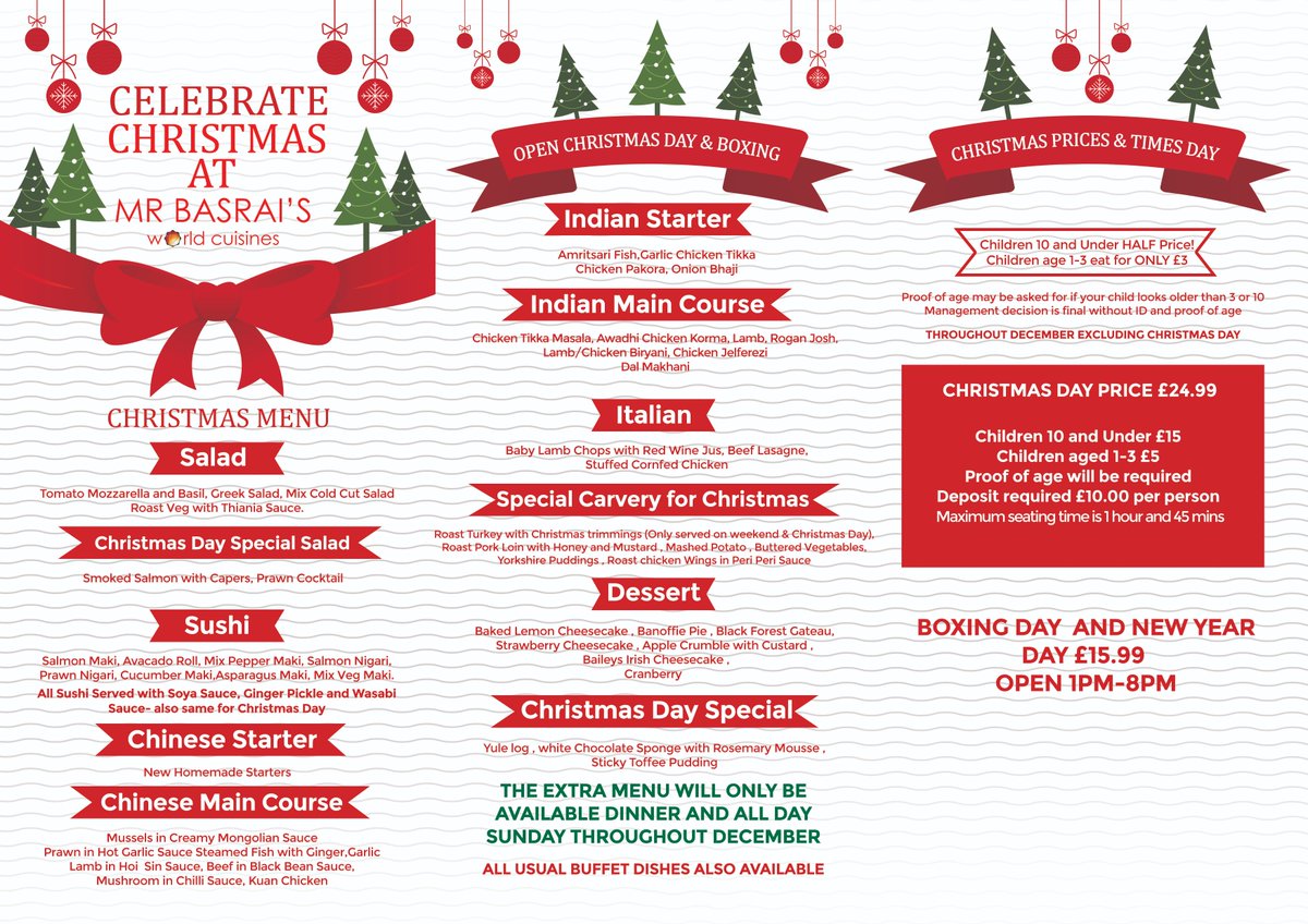 MrBasrai's tweet photo. #Christmas is coming!! It's time to start planning your Christmas parties🎄🥳 Our Christmas menu is now available! Delicious food at Mr. Basrai's! 👉All You Can Eat for One Great Price👈BOOK NOW: www. https://t.co/zSLKFYO058
#MrBasrai #Blackpool #ChristmasBooking #LiveCooking https://t.co/f16CXFZPA5