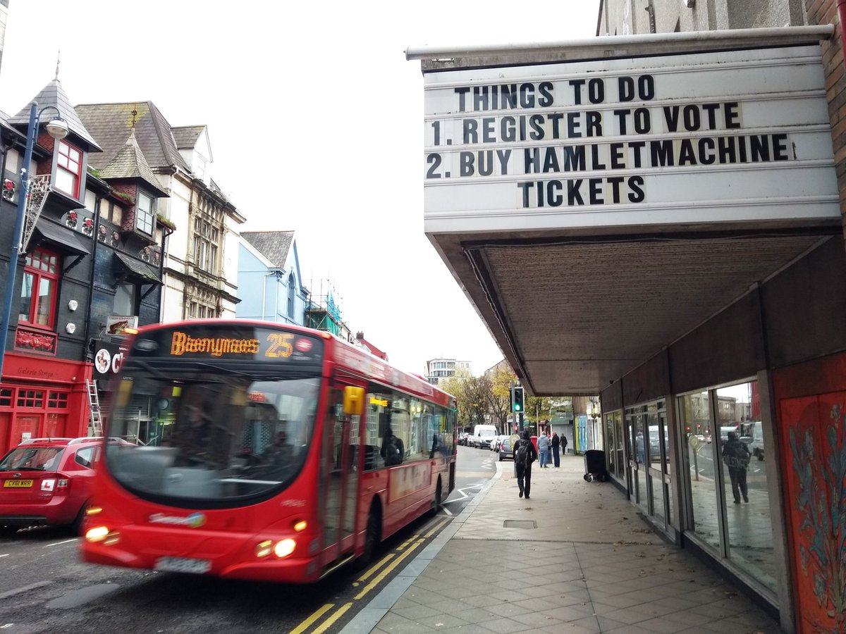 If you only do two things today... 
gov.uk/register-to-vo…
volcanotheatre.co.uk/whats-on/hamle…
#GeneralElection2019 #Swansea #HighStreet #Hamletmachine
Register to vote by 26 November.