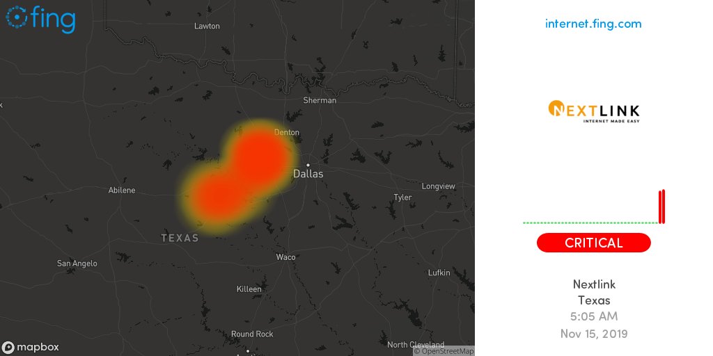 Nextlink Internet Outage Map Fing Internet Alert On Twitter: "⚡ Critical Internet #Outage Detected: # Nextlink In #Texas Since 5:05 Am, Impacting #Weatherford #Springtown  #Granbury +2 Areas 🇺🇸 Live Map And Analysis 👉 Https://T.co/Vbgqnzg8Fd  Retweet If Down
