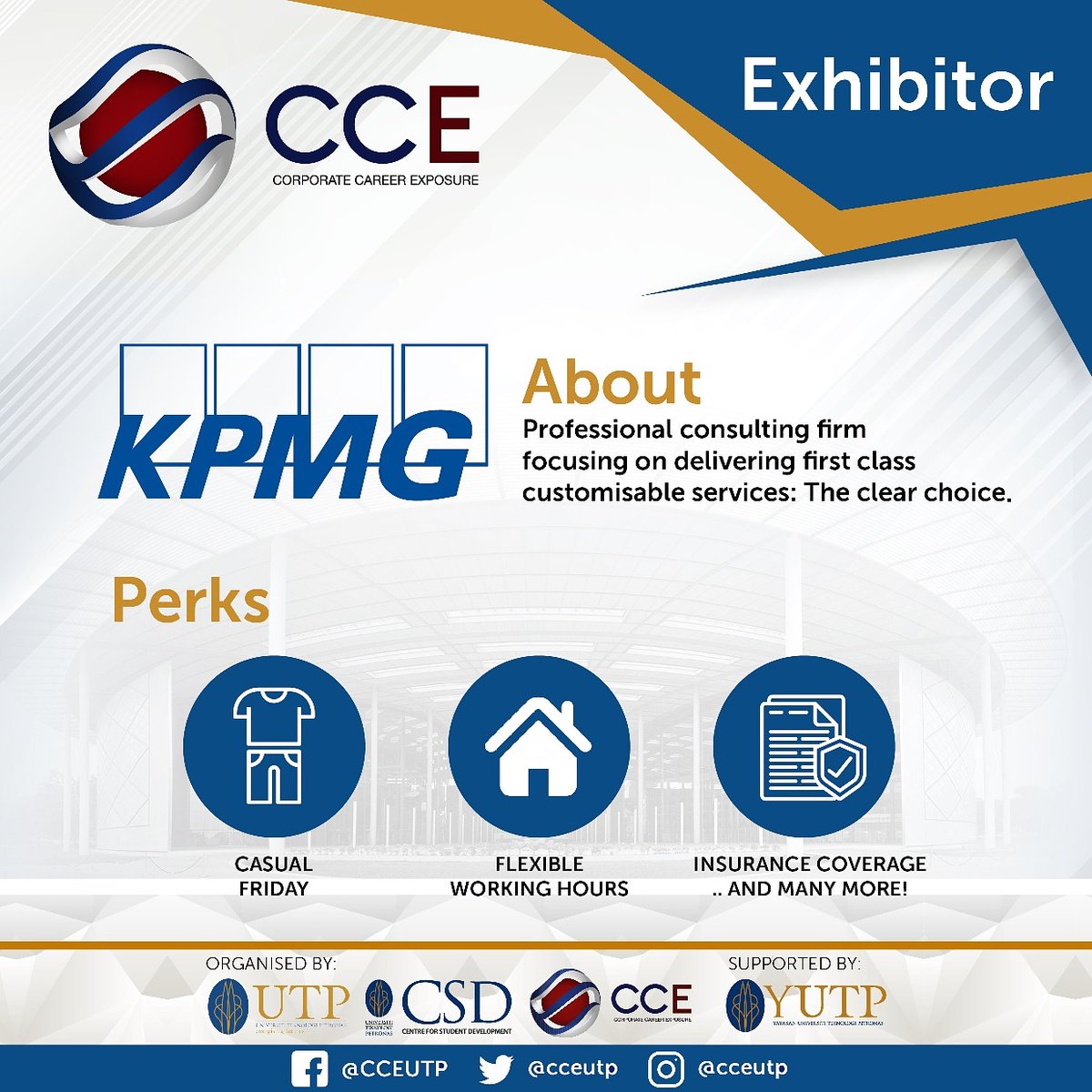 cceutp's tweet photo. 👨🏻‍💼[KLYNVELD PEAT MARWICK GOERDELER]👨🏻‍💼

Klynveld Peat Marwick Goerdeler is a professional consulting firm focusing on delivering first class customisable services. 

Make sure to drop by at CCE19 to meet your possible future employer!😎

#CCE19 #CCEisBack #UnlockingTruePotential https://t.co/RM9lP8PIHD
