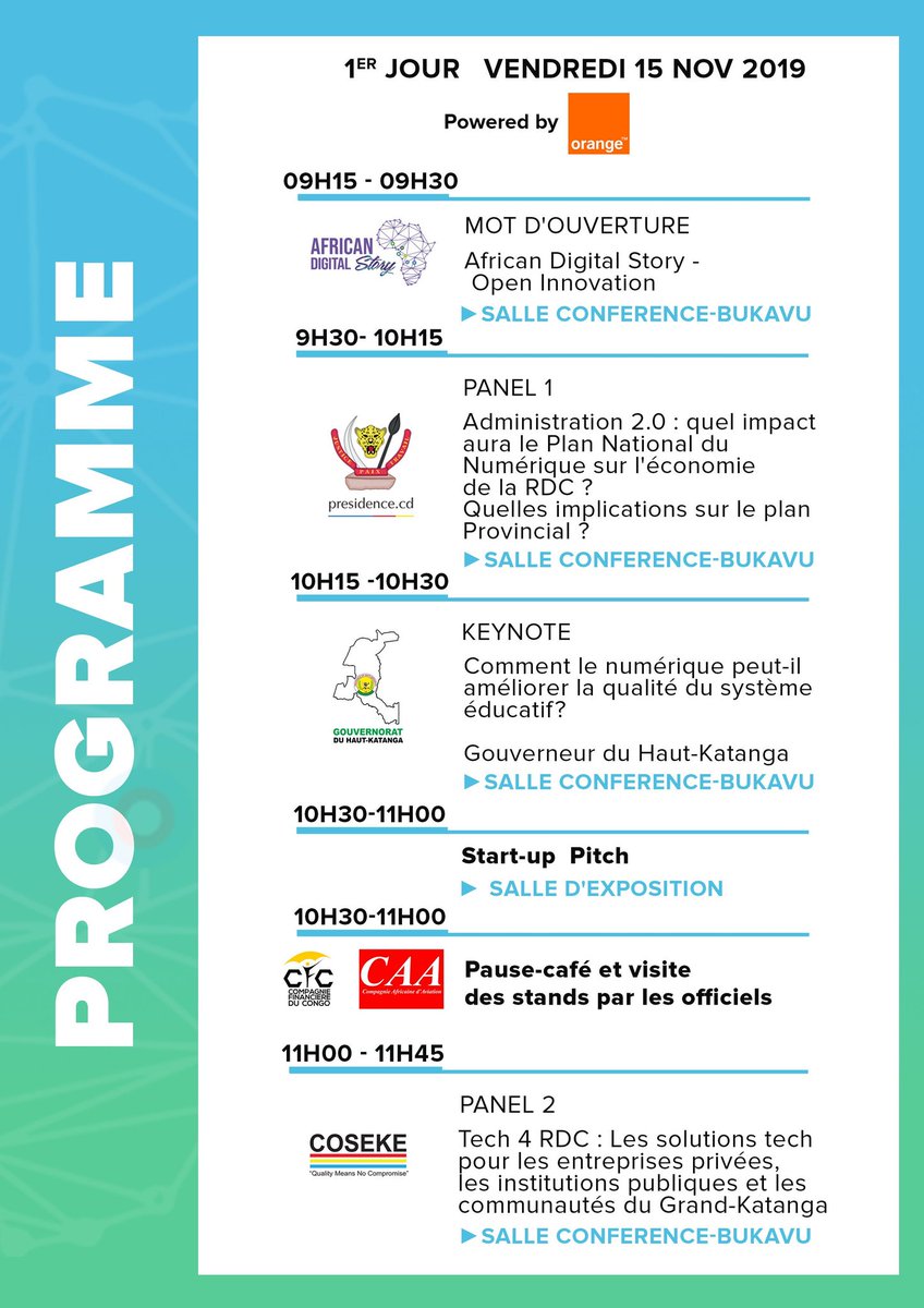 UBARDC's tweet photo. #UBASPONSOR
LUBUMBASHI DIGITAL STORY #LDS
@Lubumdigital
VOICI LE PROGRAMME DรTAILLร DU VENDREDI 15 NOVEMBRE (JOUR 1)๐
#africandigitalstory #kinshasadigital https://t.co/aGAGXOPujS