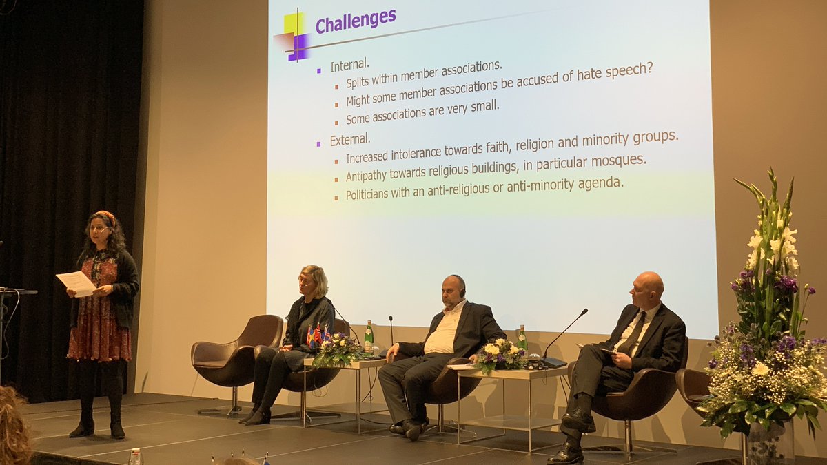 MWLOrg_en's tweet photo. Today's second panel at the Symposium on National Identity and Ideological Security #NIIS2019 focused on examples of spreading the culture of dialogue and coexistence among communities across Europe. #MWLinDenmark https://t.co/a7J3ALe2Mr