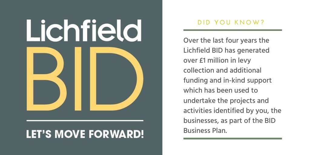 LichfieldBID's tweet photo. Part of the renewal process we now need to establish the vision and objectives for the next five years. This is your opportunity to have a say in helping to identify the key issues &amp; opportunities which businesses want to tackle or take advantage of over the course of 2020–2025. https://t.co/Oy7DLR83JD