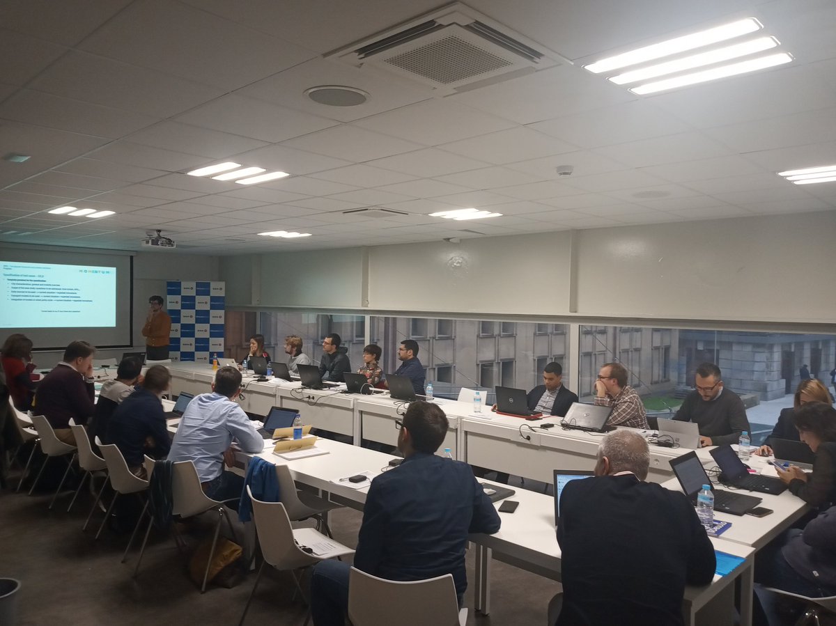H2020_MOMENTUM's tweet photo. #MOMENTUM partners share work in progress at 2nd consortium meeting in Bilbao. #Data #transportmodels & planning tools to capture the impact of #newmobilityservices @DeustoTech @_nommon @POLISnetwork @TU_Muenchen @EMTmadrid @HitCerth @tmleuven @stadtregensburg @aimsun @UITPnews https://t.co/q55fjRv2NS
