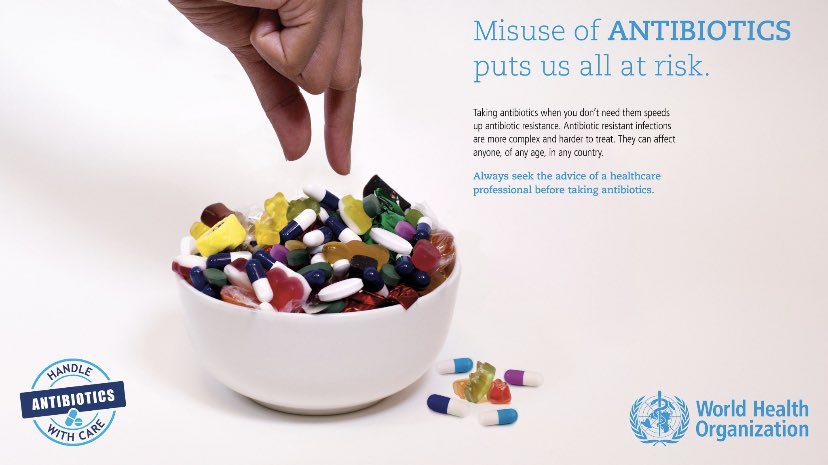 WHOSriLanka's tweet photo. Mis-using and over-using #antibiotics puts us all at risk:
Taking antibiotics when they are not needed increases the pace at which antibiotic resistance develops, which has become one of the biggest threats to global health.
#AMR #FightTheBug https://t.co/kI5gROyDmd