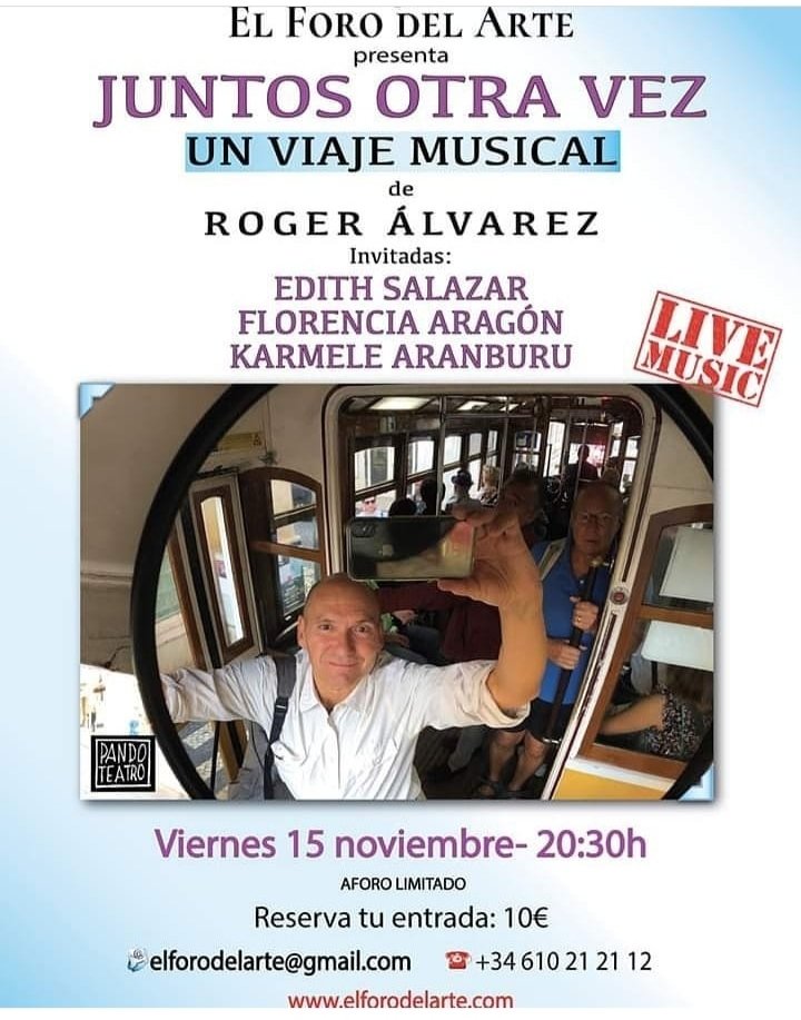 karmelearanburu's tweet photo. Hoy, 15 de noviembre, canto en el #concierto de #Rogeralvarez en #elforodelarte con #florenciaaragon y @Edith_Salazar  Un lujo https://t.co/NOU7bc3trN