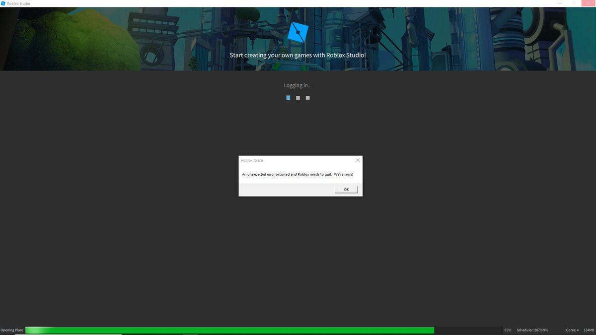 an unexpected error occurred and roblox needs to quit were sorry