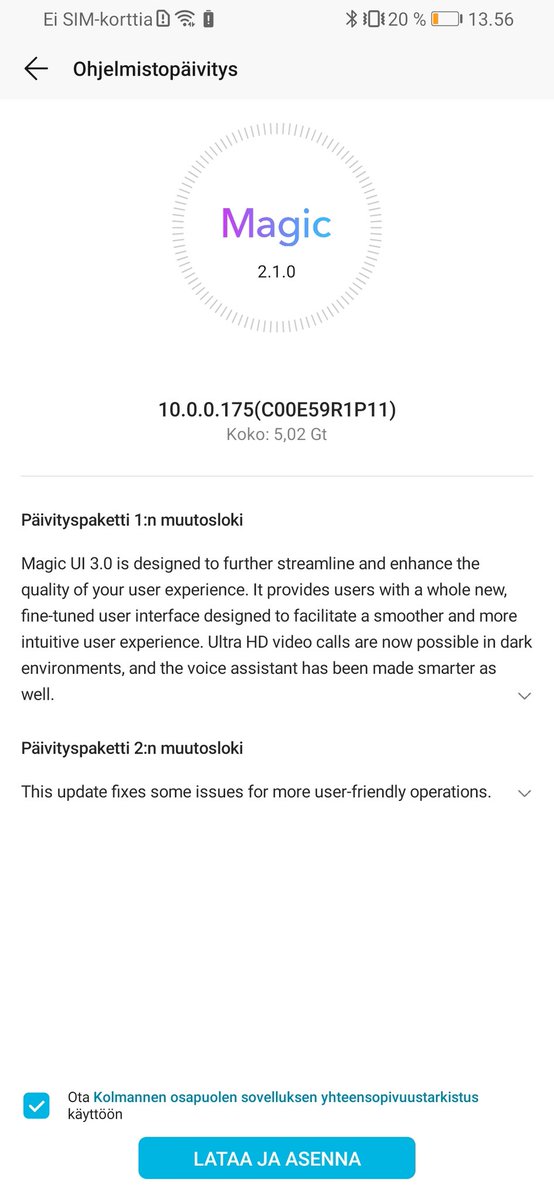 RODENT950's tweet photo. V20/View20, Magic 2 and more get Magic UI 3 update.
#Honor
#HonorV20
#HonorView20
#HonorMagic2 https://t.co/p4wML7a0bO