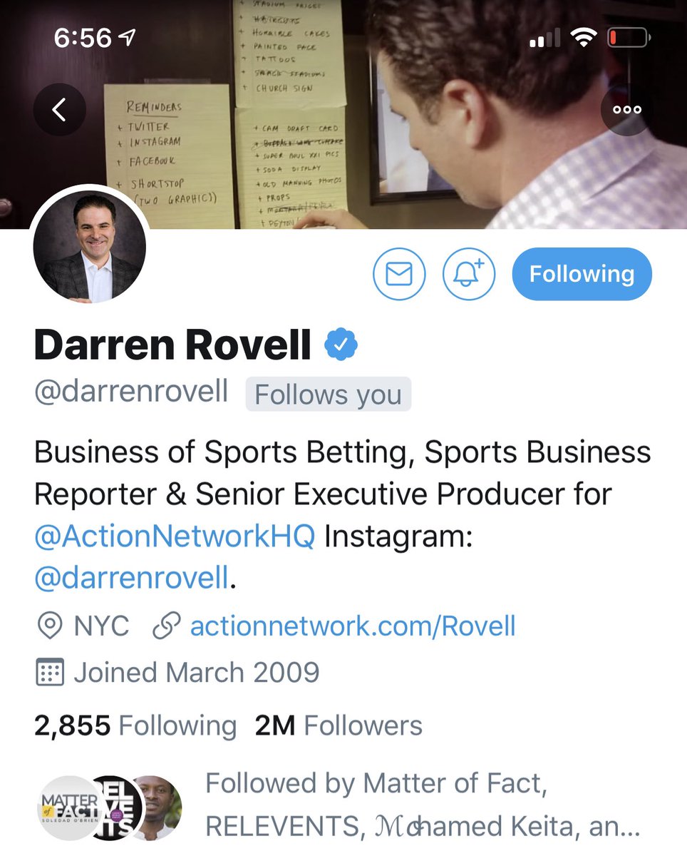 sree's tweet photo. @MGHuff 222. In Jan 2011, @darrenrovell hit 50K followers and wrote a terrific guide to tweeting, for @cnbc. Almost 9 yrs later, he’s at 2 million followers and works for @ActionNetworkHQ. But “My 13 Golden Rules of Twitter” holds up pretty well: https://t.co/VryKlUtUyU #learnsocmedia https://t.co/xHrKebZqgW