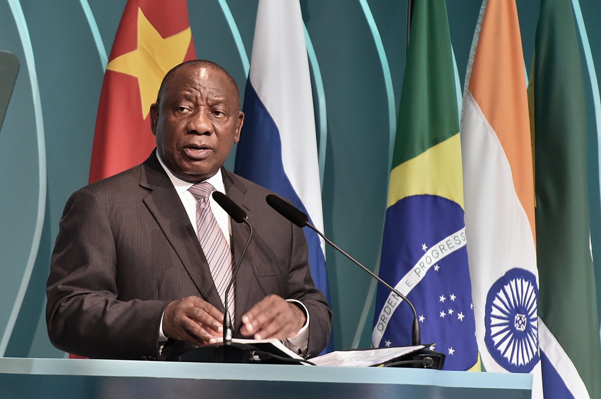 GovernmentZA's tweet photo. [Photos] President Cyril Ramaphosa at the 11th BRICS Summit in Brazil. #SAatBRICS #BRICS2019 [For more] https://t.co/42Cy5RH2cd https://t.co/MPnXGzXLC6