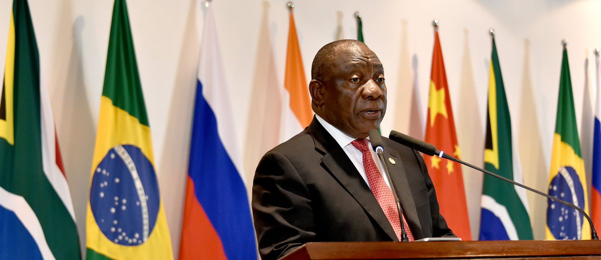 GovernmentZA's tweet photo. [Photos] President Cyril Ramaphosa at the 11th BRICS Summit in Brazil. #SAatBRICS #BRICS2019 [For more] https://t.co/42Cy5RH2cd https://t.co/MPnXGzXLC6