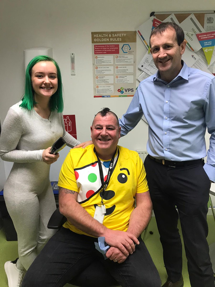 vacantproperty1's tweet photo. Hundreds of our staff across the country are raising funds for Pudsey and @BBCCiN #ChildrenInNeed2019 - including some inflicted hair-rendous methods. We're blown away by this example to our Head of Security Support Services, Steve Porter, famed for his mohi-CanDo work ethic... https://t.co/PXIWQCbFfC