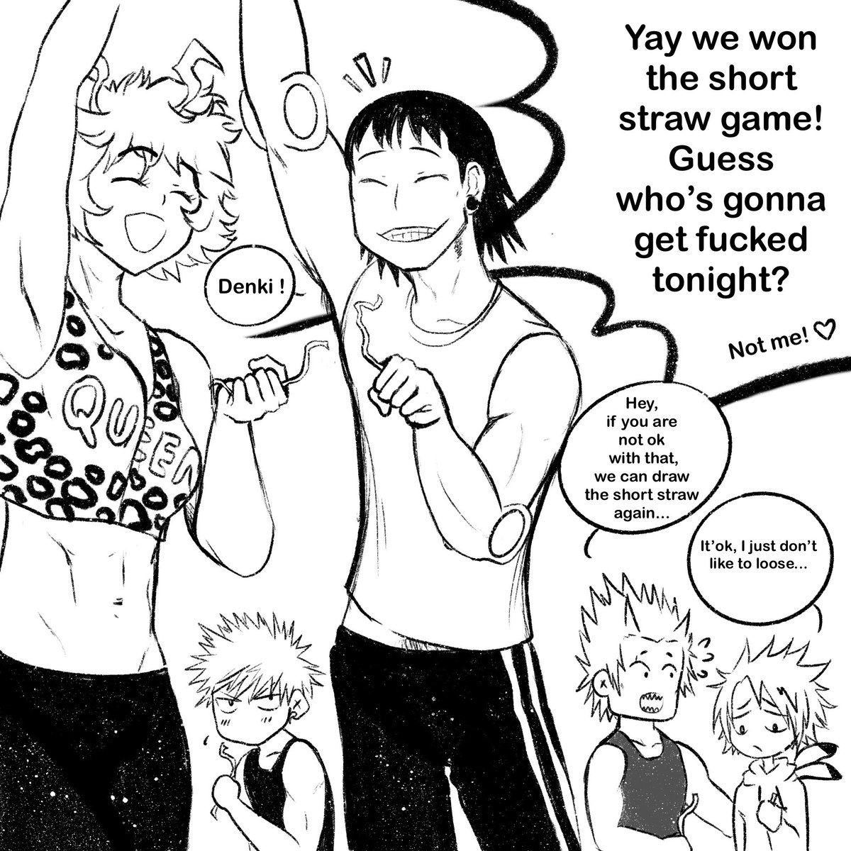 UniBakuSquad AUWhen the Bakusquad have funny times together (Idea from my gf and me about how a short straw game would end up~)(-art by me-) #nsfw  #bnha