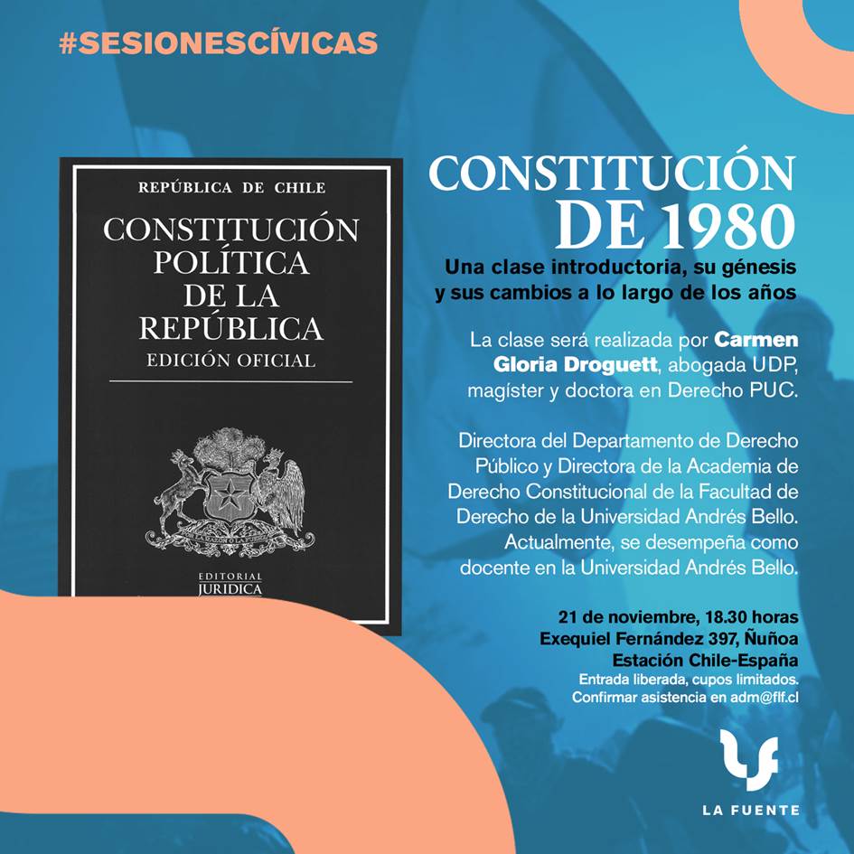 Estimadxs amigxs: Este jueves 21 de noviembre a las 18:30 horas en nuestra casa matriz, tendremos una de las primeras #SesionesCívicas que estará a cargo de la abogada y doctora en Derecho Carmen Gloria Droguett.
Extendemos esta invitación a todos quienes quieran informarse. RT