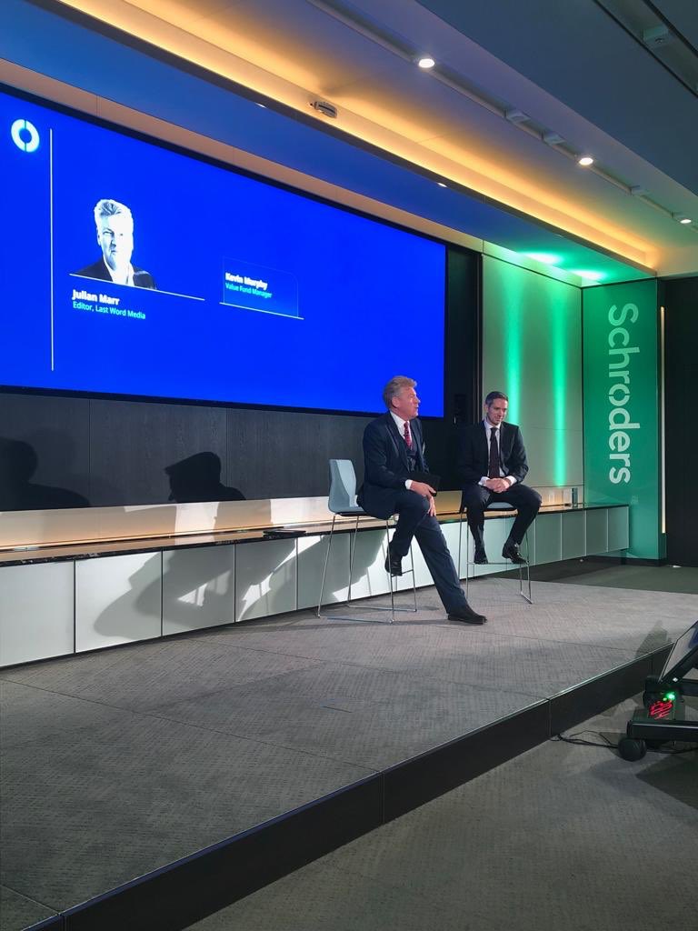 andypearce7's tweet photo. Julian Marr, Editor at Last Word Media, and ⁦@Schroders⁩ Value Fund Manager Kevin Murphy discussing the future of value investing at ⁦@SchrodersPR⁩ International Media Conference #SIMC19 #investing https://t.co/4SYfWd7qP3
