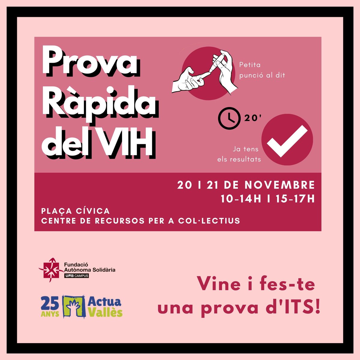 Fundació Autònoma Solidària - UAB (@fas_uab) on Twitter photo A la <a href="/UABBarcelona/">Universitat Autònoma de Barcelona</a> preparem la Setmana de la Prova Ràpida del #VIH. Podreu fer-vos proves d’ITS amb <a href="/actuava/">Actuavallès</a> #ProgramaSalut A la <a href="/UABBarcelona/">Universitat Autònoma de Barcelona</a> preparem la Setmana de la Prova Ràpida del #VIH. Podreu fer-vos proves d’ITS amb <a href="/actuava/">Actuavallès</a> #ProgramaSalut