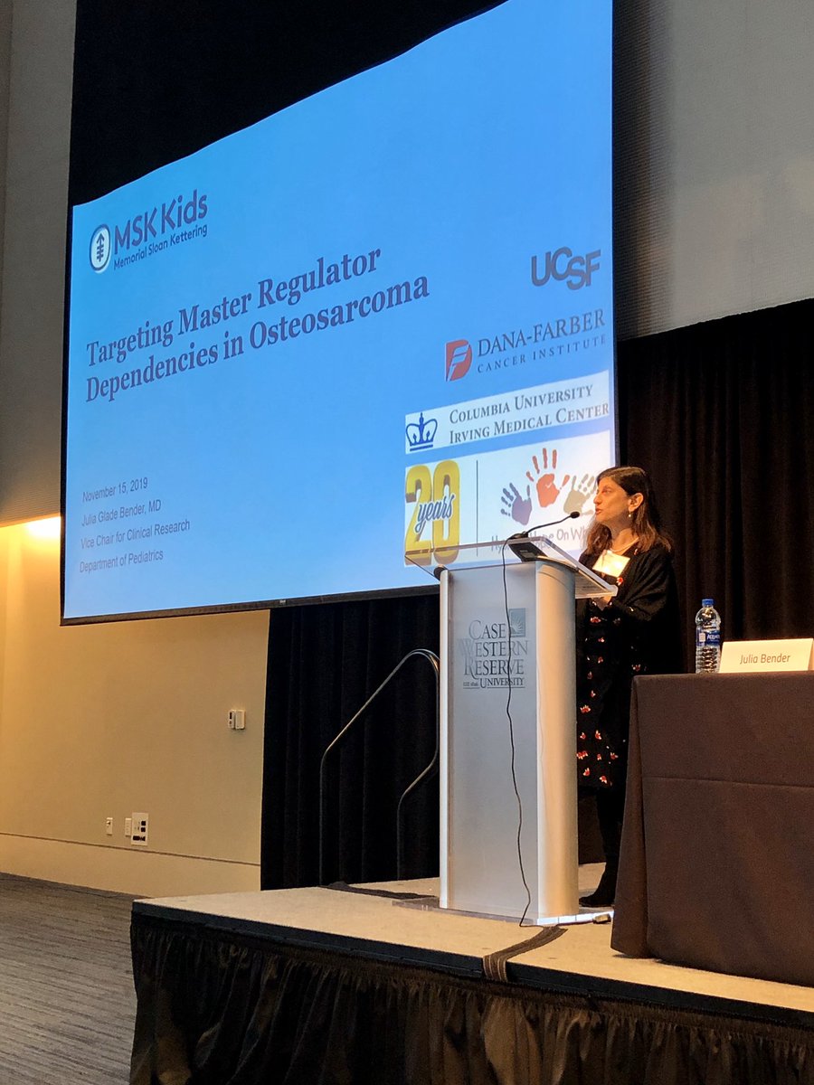 Session II: Clinical Trials &amp; Novel Therapies kicks off with <a href="/JGladeBender/">Julia Glade Bender, MD</a> (@sloan_kettering) presenting, “Targeting Master Regulator Dependencies on Osteosarcoma.” #AYACancer2019