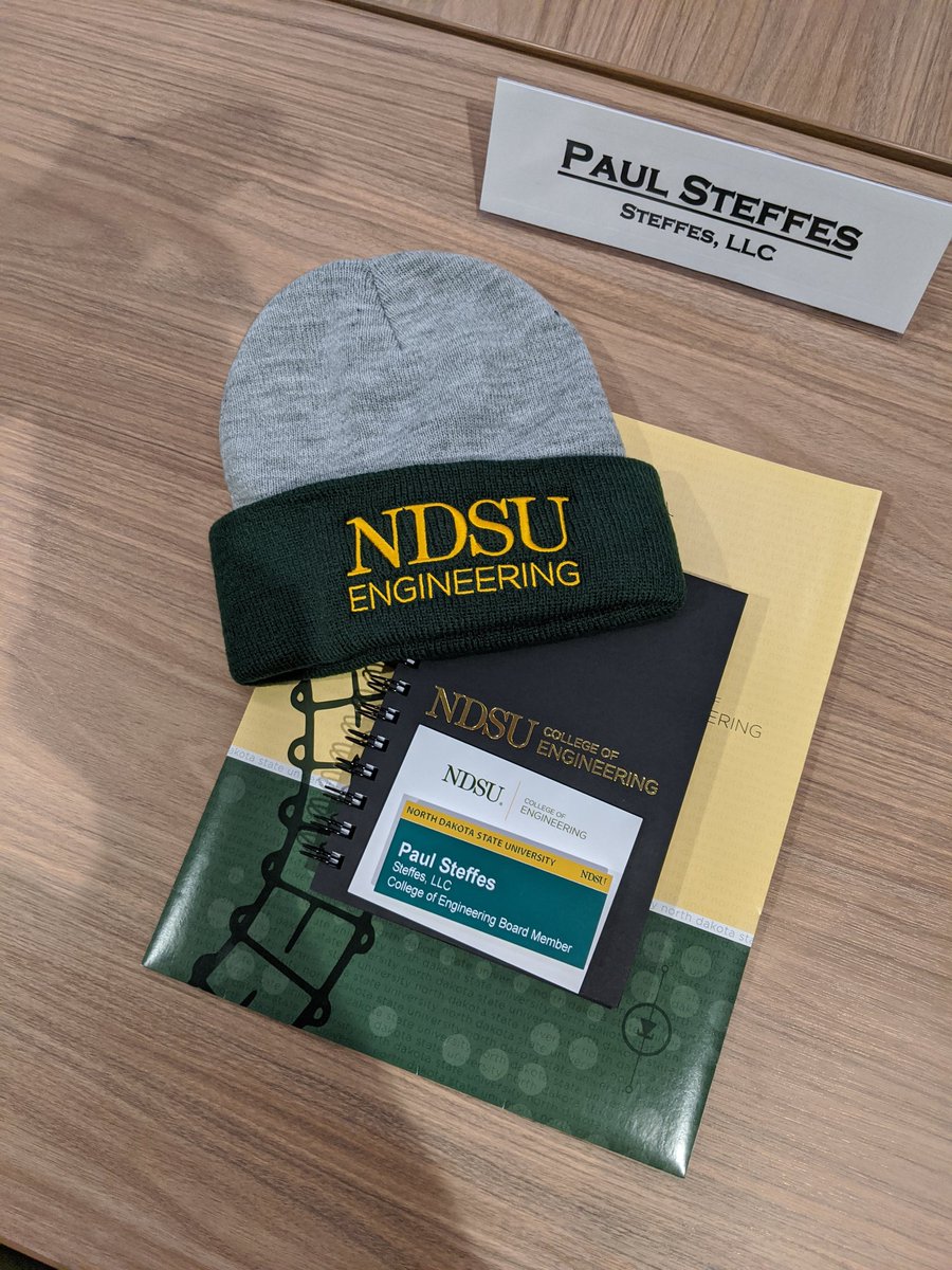 We're all set for the <a href="/NDSUEngineering/">NDSU College of Engineering</a>  advisory board meeting. What do you think of that swag?