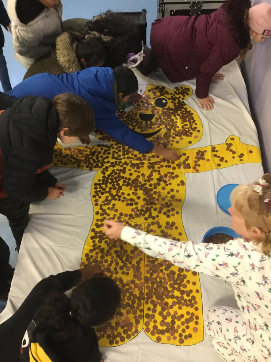BCPS_MrsG's tweet photo. Some of our Y6s covering Pudsey with pennies @BCPSDeputy @BBCCiN We love raising money for Children in Need. https://t.co/dkbYgC41v7