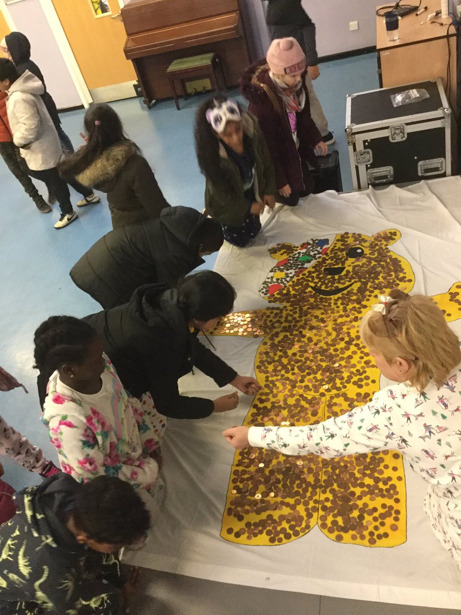 BCPS_MrsG's tweet photo. Some of our Y6s covering Pudsey with pennies @BCPSDeputy @BBCCiN We love raising money for Children in Need. https://t.co/dkbYgC41v7