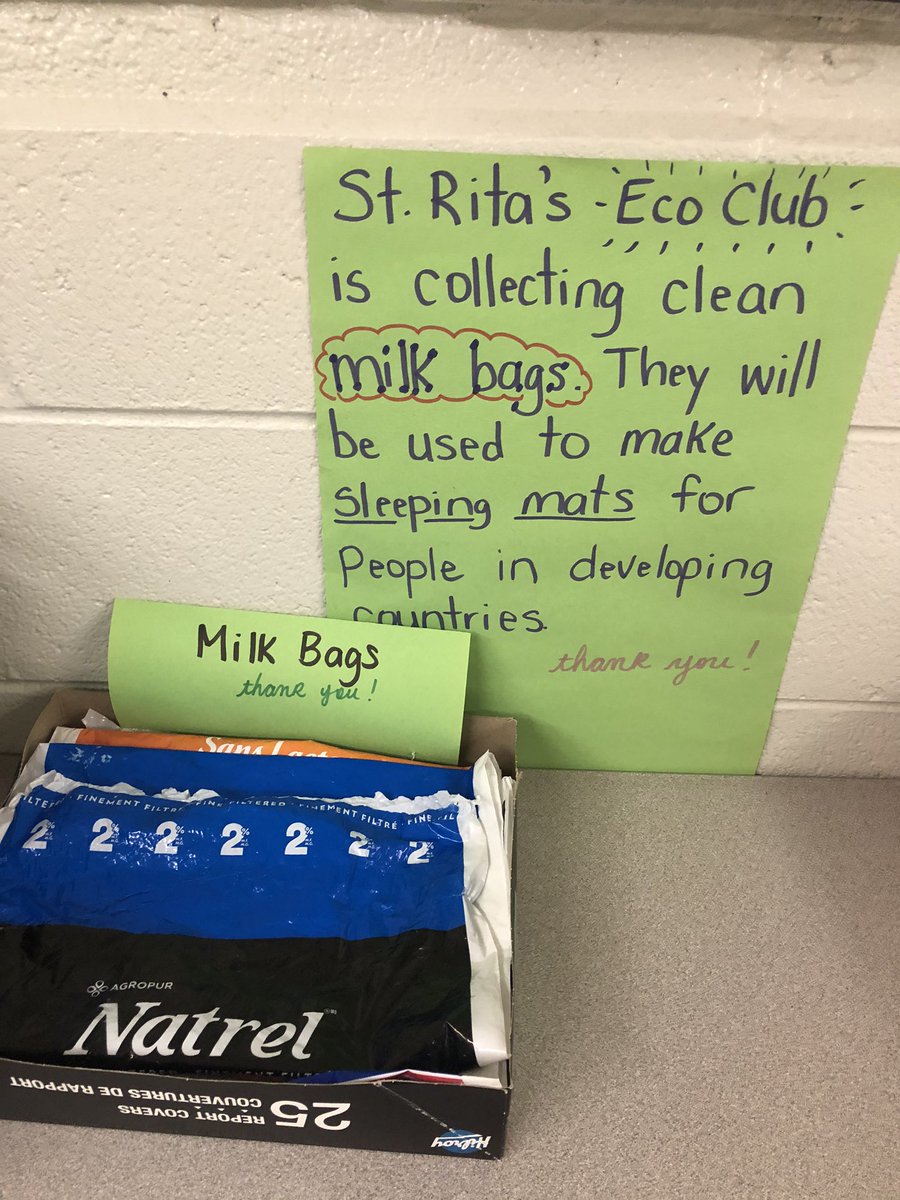 StRitaRock1's tweet photo. Yet another example of putting our FAITH IN ACTION! It’s who we are @StRitaRock1 #EcoClub donate your clean milk bags to a wonderful cause https://t.co/H5DT9P7RUO