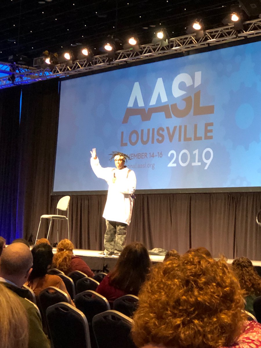 HappyLibVT's tweet image. “Challenge your brain with the information it is given.  Sticks and stones...stereotypes will kill me.  
Character is what you do when nobody is watching.”#aasl19 #vsla Dr.Adolf Brown