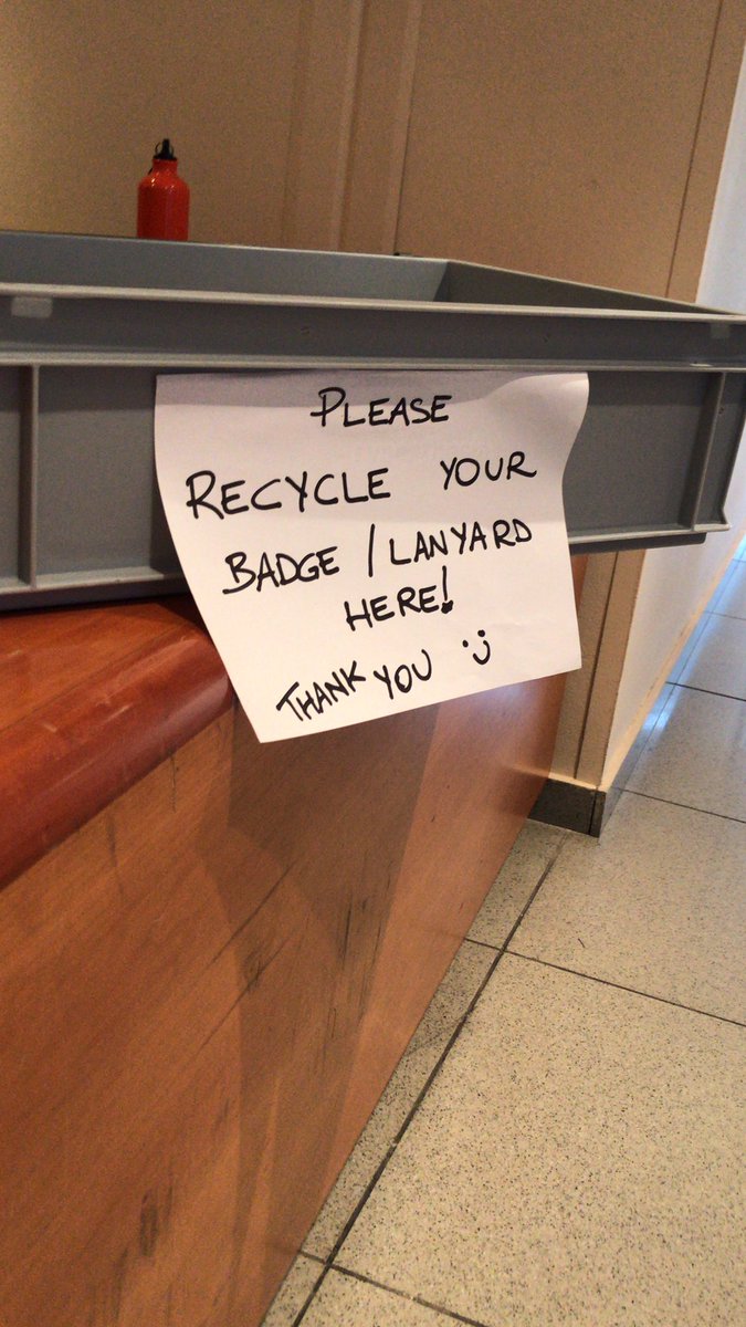 If you leave #SwiftHeroes early, drop your badge and lanyard in this box by the door and we’ll recycle everything! Cc <a href="/swiftheroes_it/">Swift Heroes</a>