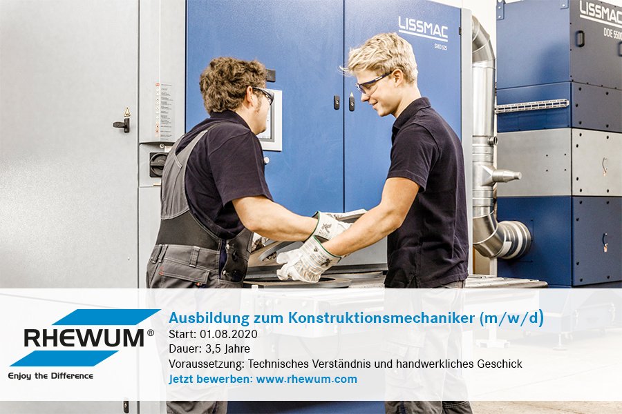Are you looking for an #apprenticeship for 2020? Perhaps as a #constructionmechanic (m/f/d)? Then apply now to #RHEWUM. Click here for more information (German) https://bit.ly/2NK1Yoq