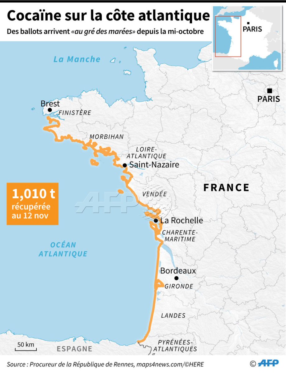 carte de la cote atlantique