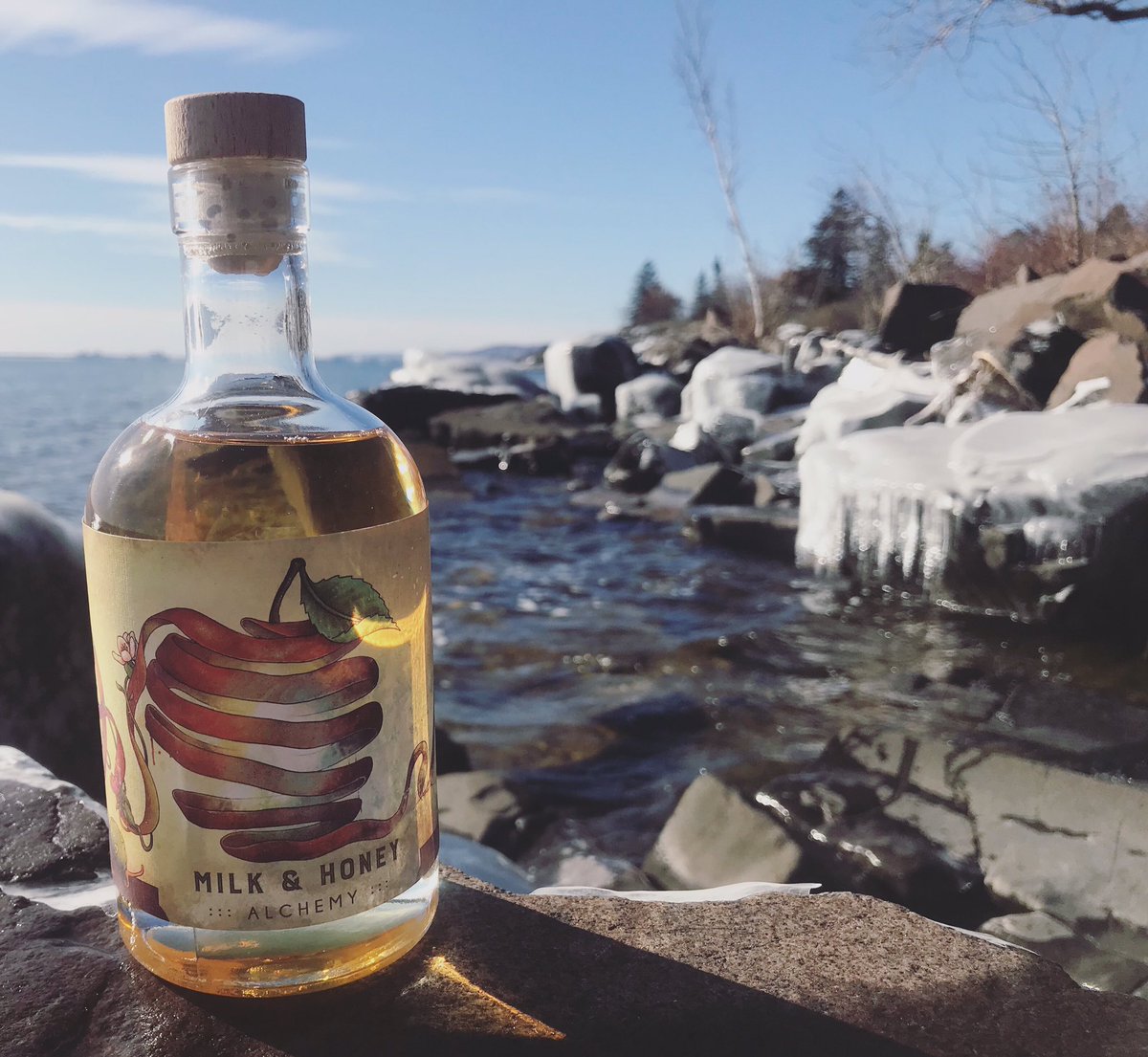 Our Alchemy feels right at home on Lake Superior’s icy shoreline. Find our Ice Cider at New Scenic Café!
