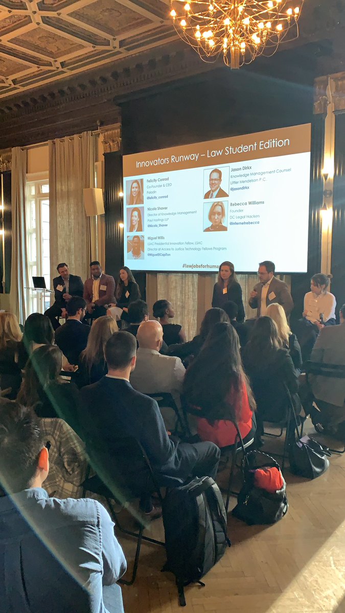QuantumJurist's tweet photo. Kicking off #lawjobsforhumans now with @EvolveLawNow and @rightbrainlaw in NYC! Learn how tech innovation is changing the future of law jobs from #legaltech entrepreneurs out on the front lines. #evolvethelaw https://t.co/URqY7pKBRC