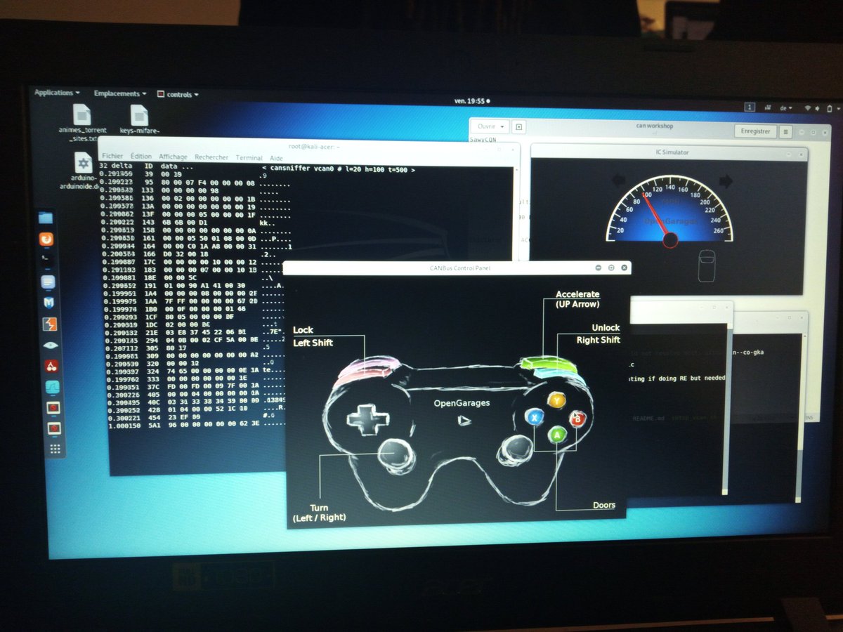 vaneay's tweet image. #GreHack19 #car_hacking simulation d&apos;un bus #CAN virtuel avec #ICSim 
Je roule actuellement à 100mph 😋