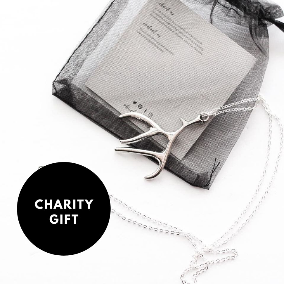 50% of online sales from each Antler Necklace will be donated to We Live in the Shadows, a collective consciousness group that raises awareness and support Ottawa's homeless and at-risk. Learn more about our partnership at bit.ly/33LwBiJ.